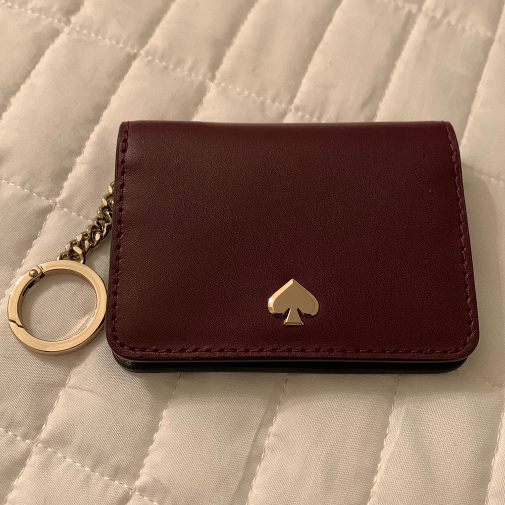 Kate Spade Key Chain/Wallet.  Maroon. Gold hardware. NWOT.